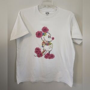 Disney White and Pink Mickey Mouse Short Sleeve Tee
